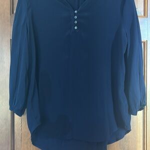 Liz Claiborne Deep Blue Blouse with Button Accents